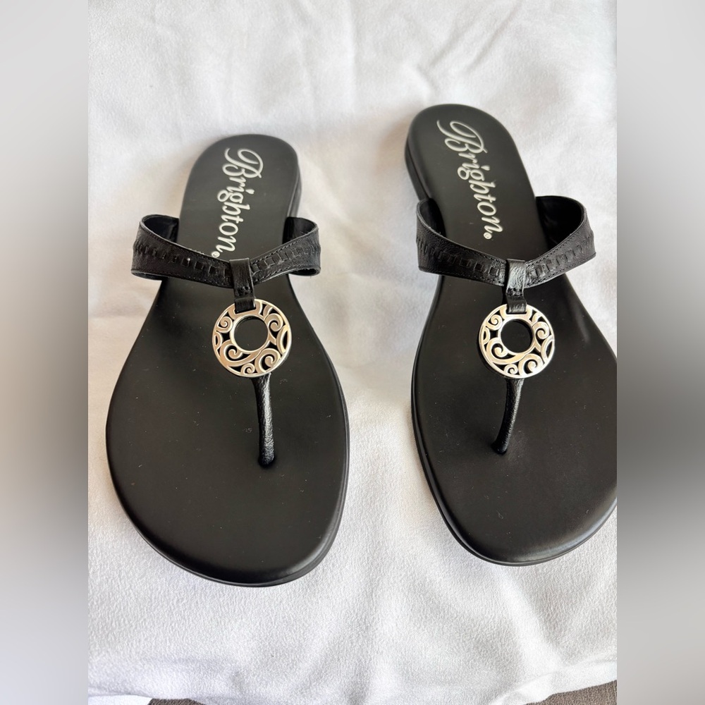 Brighton Black Leather Ava Sandals Size 10